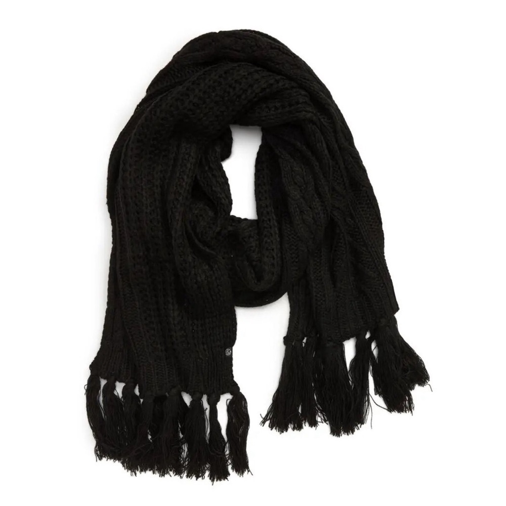 Treasure Bond Black Fringe Cable Knit Scarf - Picture 1 of 4